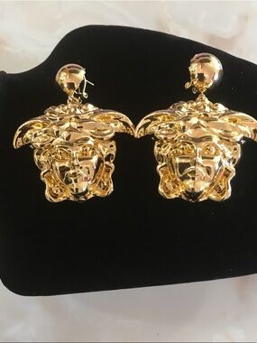 Gold Medusa-Style Drop Earrings - Designer Inspired Women’s Jewelry